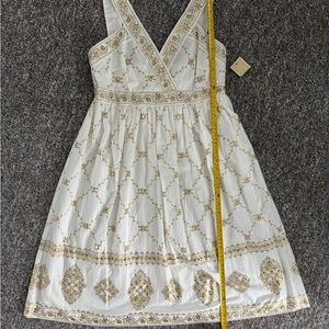 Michael Kors Cream and Gold Midi Dress womens size 8